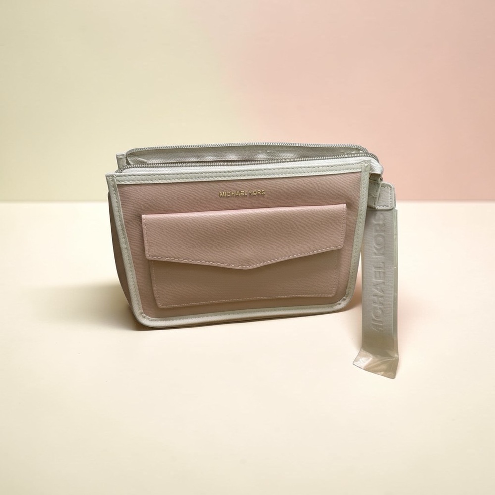 MICHAEL KORS Blush Pink and White Leather Wristlet Clutch - Picture 3 of 4